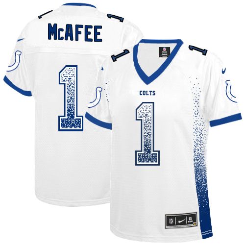 Women's Elite Pat McAfee Nike Jersey White - #1 Drift Fashion NFL Indianapolis Colts